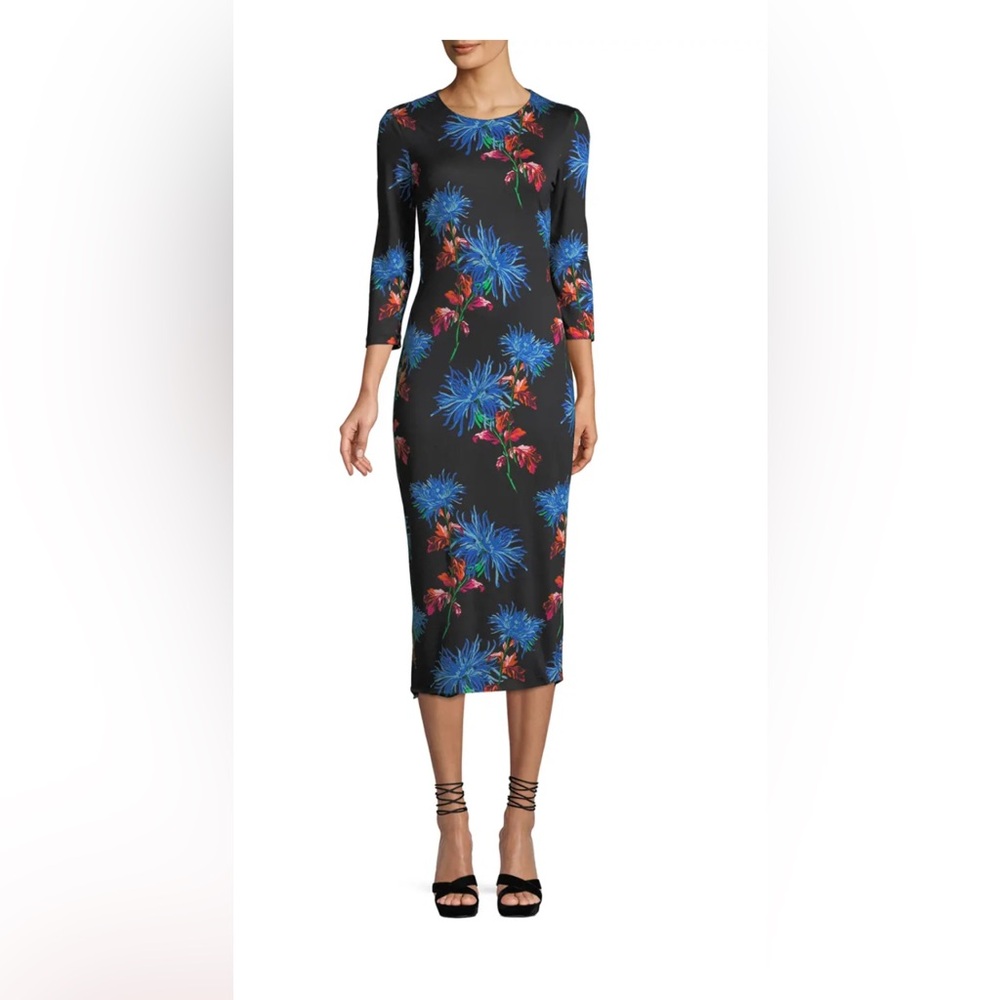 Diane Von Furstenberg Black Floral Dress